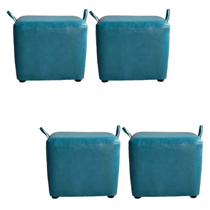 Modern PU Leather Poof Plain Rectangle Water Resistant Ottoman Chair