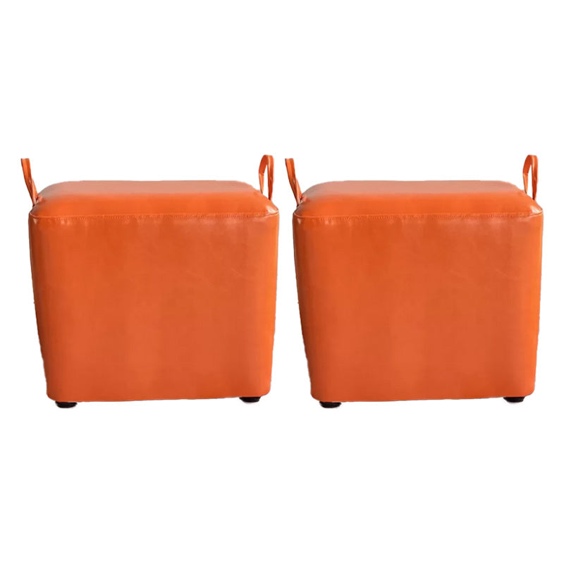 Modern PU Leather Poof Plain Rectangle Water Resistant Ottoman Chair