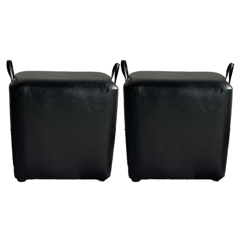 Modern PU Leather Poof Plain Rectangle Water Resistant Ottoman Chair