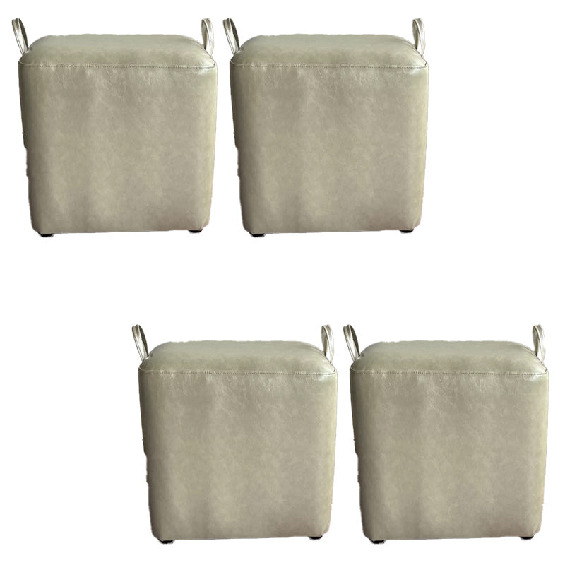 Modern PU Leather Poof Plain Rectangle Water Resistant Ottoman Chair