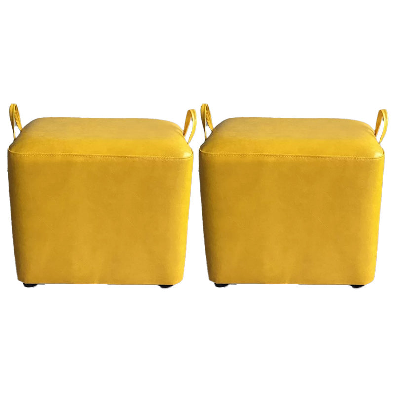 Modern PU Leather Poof Plain Rectangle Water Resistant Ottoman Chair