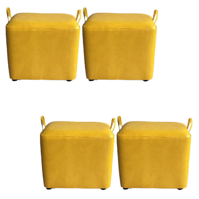 Modern PU Leather Poof Plain Rectangle Water Resistant Ottoman Chair
