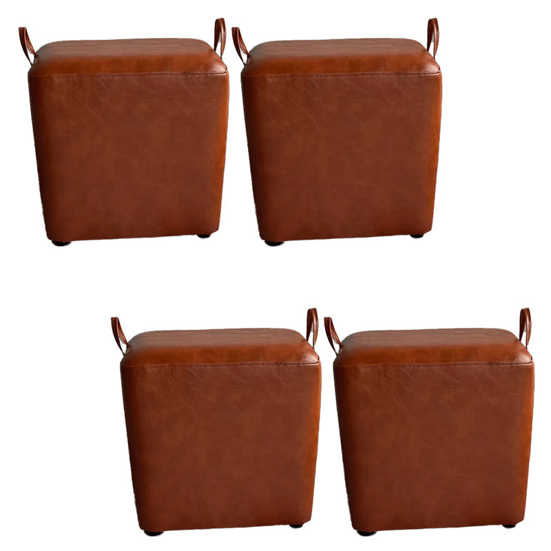 Modern PU Leather Poof Plain Rectangle Water Resistant Ottoman Chair