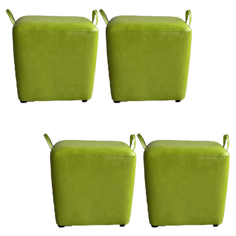 Modern PU Leather Poof Plain Rectangle Water Resistant Ottoman Chair