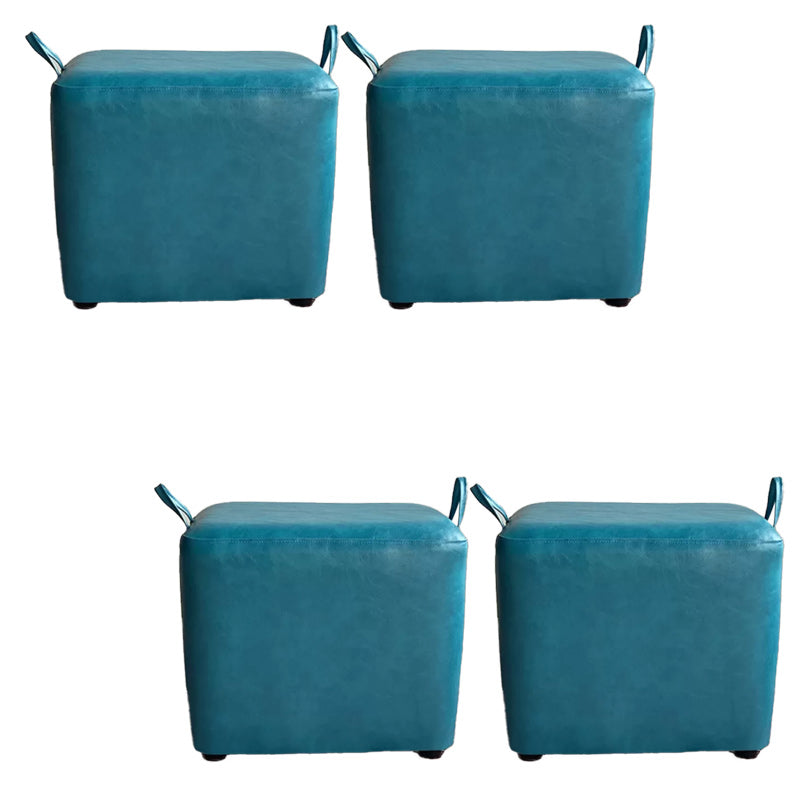 Modern PU Leather Poof Plain Rectangle Water Resistant Ottoman Chair