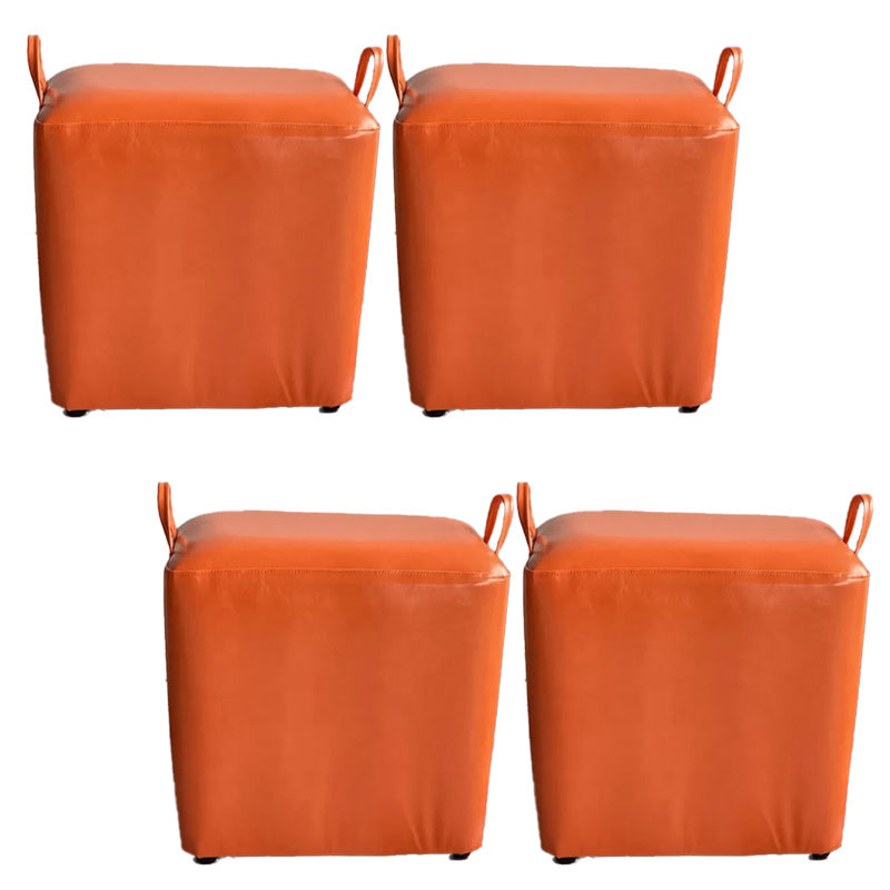 Modern PU Leather Poof Plain Rectangle Water Resistant Ottoman Chair