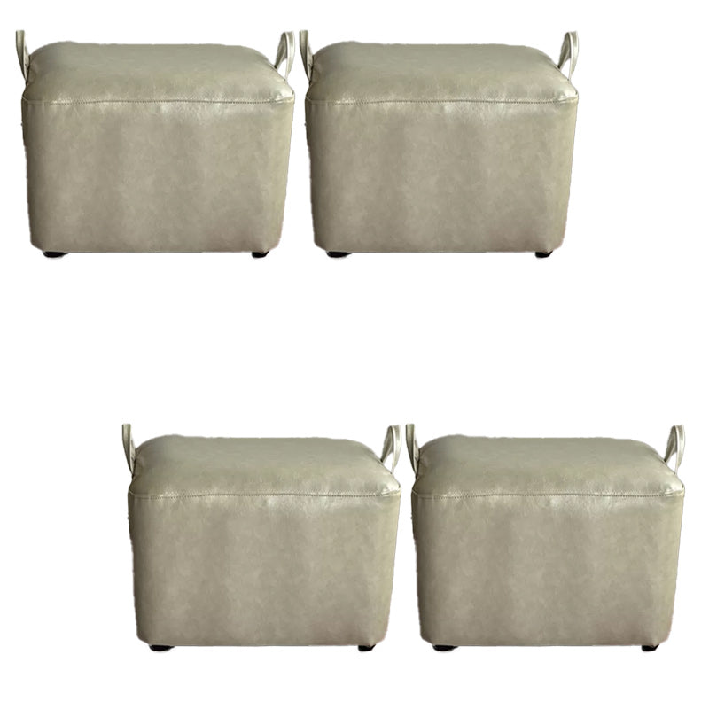 Modern PU Leather Poof Plain Rectangle Water Resistant Ottoman Chair