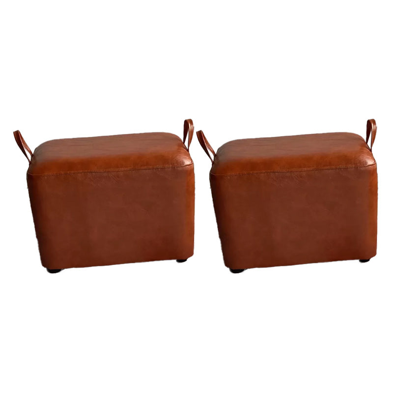 Modern PU Leather Poof Plain Rectangle Water Resistant Ottoman Chair