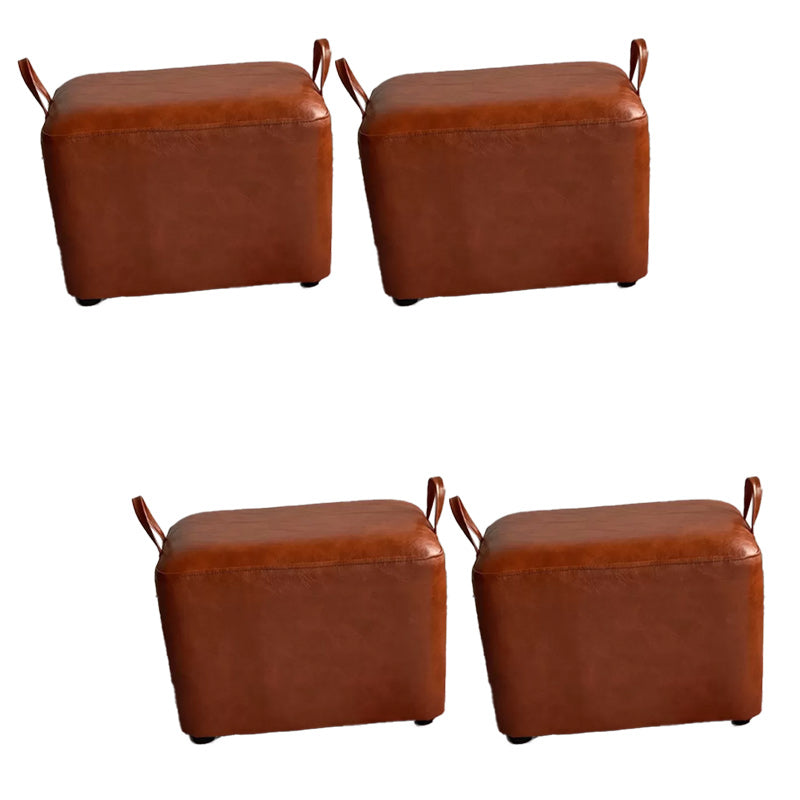 Modern PU Leather Poof Plain Rectangle Water Resistant Ottoman Chair