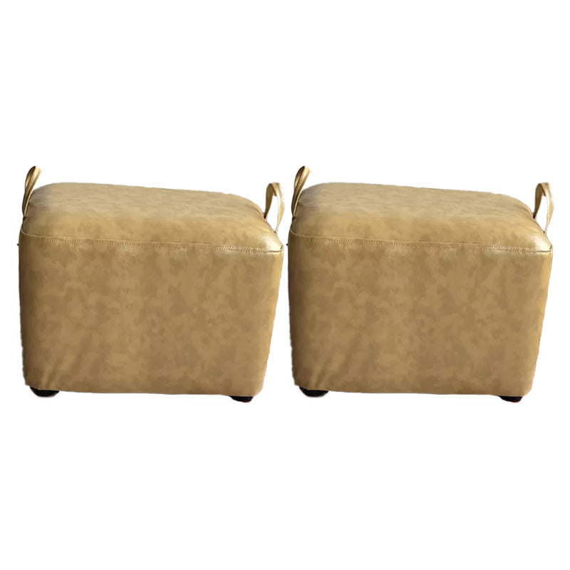Modern PU Leather Poof Plain Rectangle Water Resistant Ottoman Chair