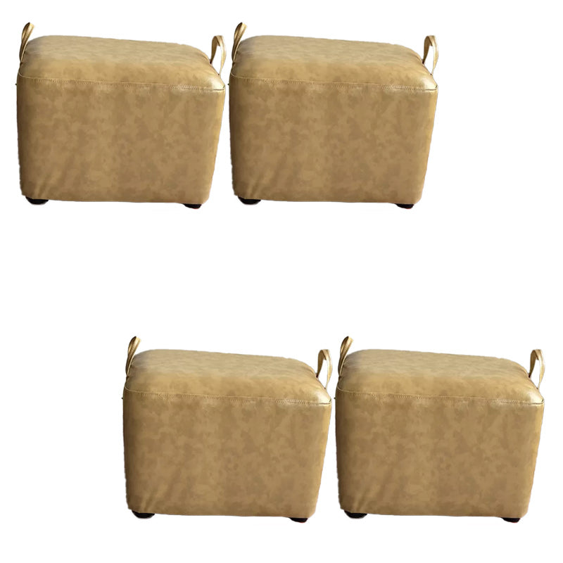 Modern PU Leather Poof Plain Rectangle Water Resistant Ottoman Chair