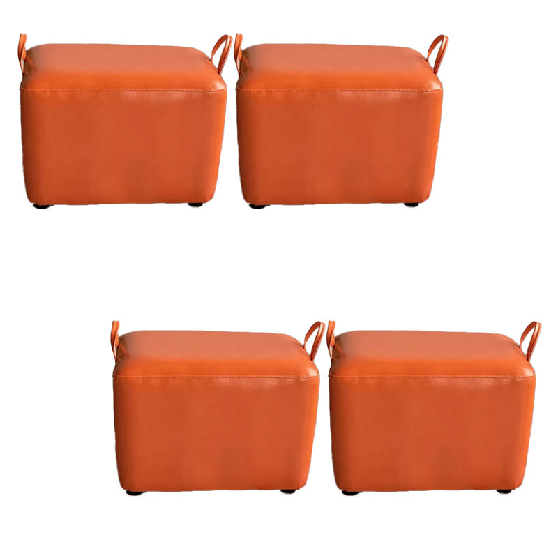 Modern PU Leather Poof Plain Rectangle Water Resistant Ottoman Chair