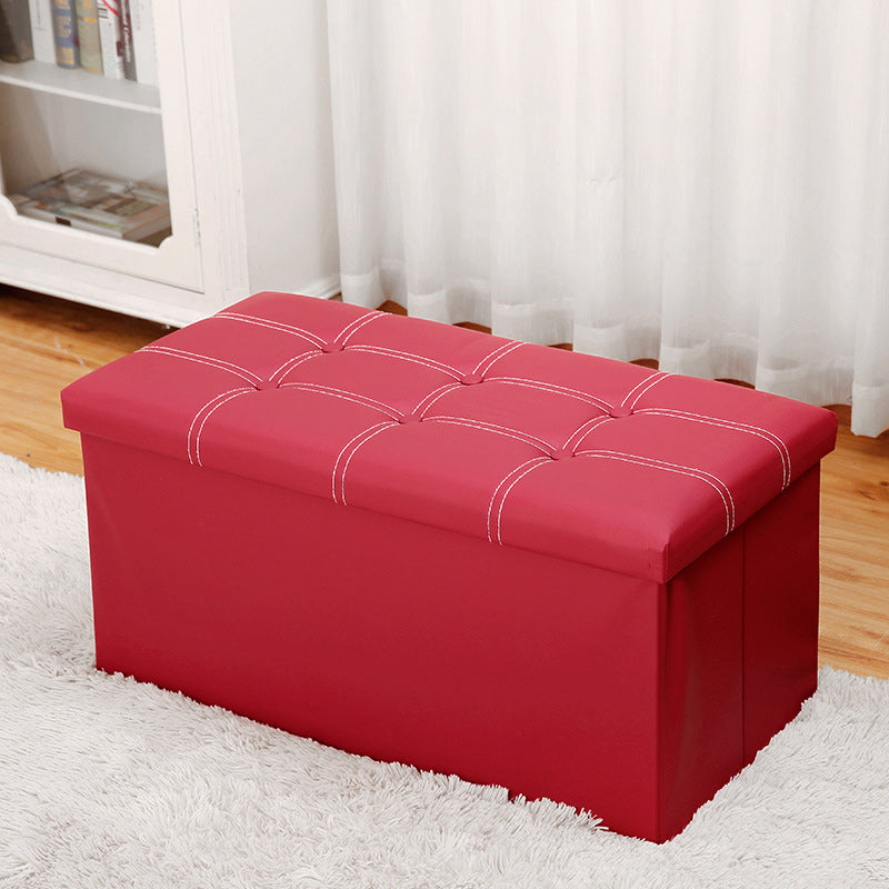 Modern Square Ottoman Foldable Water Resistant Tufted Faux Leather Ottoman with Storage