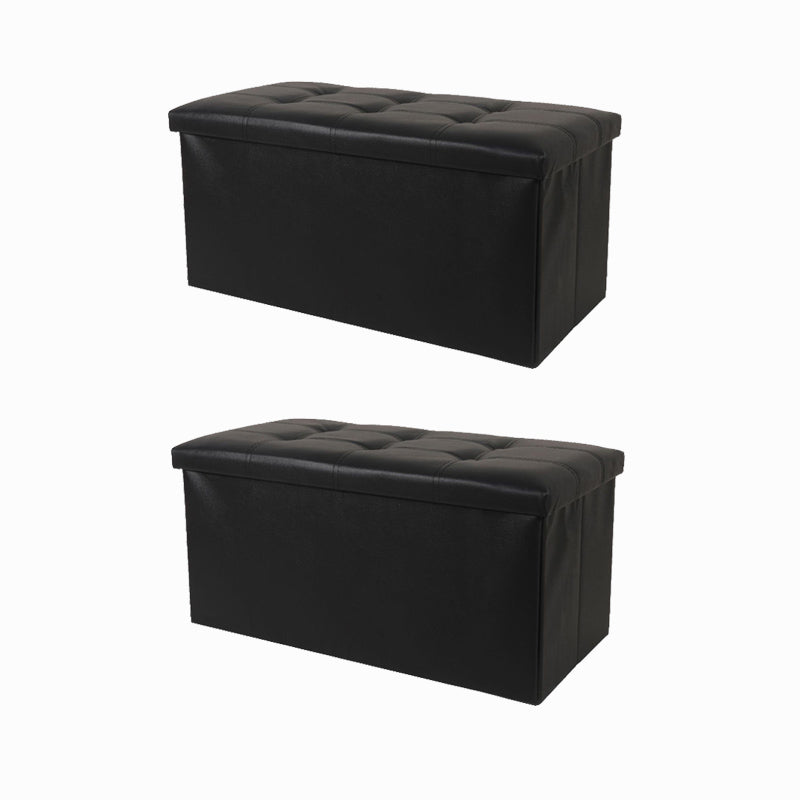 Trendy Faux Leather Ottoman Plain Tufted Rectangle Foot Stool Ottoman with Storage