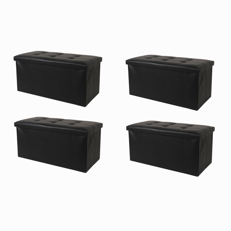 Trendy Faux Leather Ottoman Plain Tufted Rectangle Foot Stool Ottoman with Storage