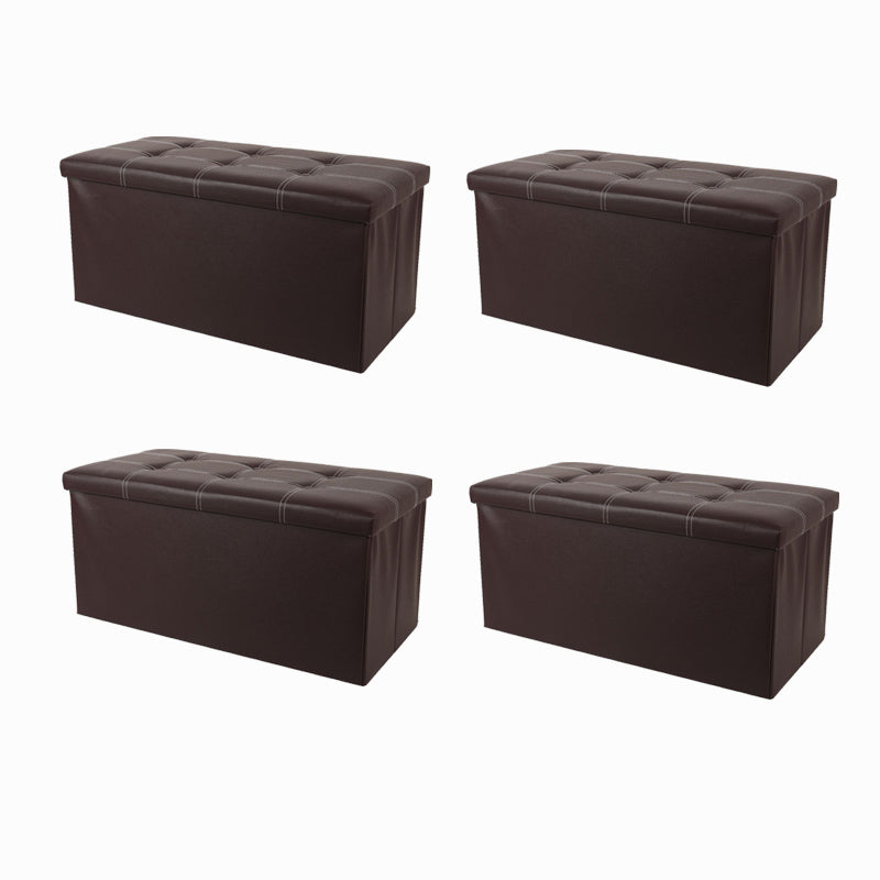 Trendy Faux Leather Ottoman Plain Tufted Rectangle Foot Stool Ottoman with Storage
