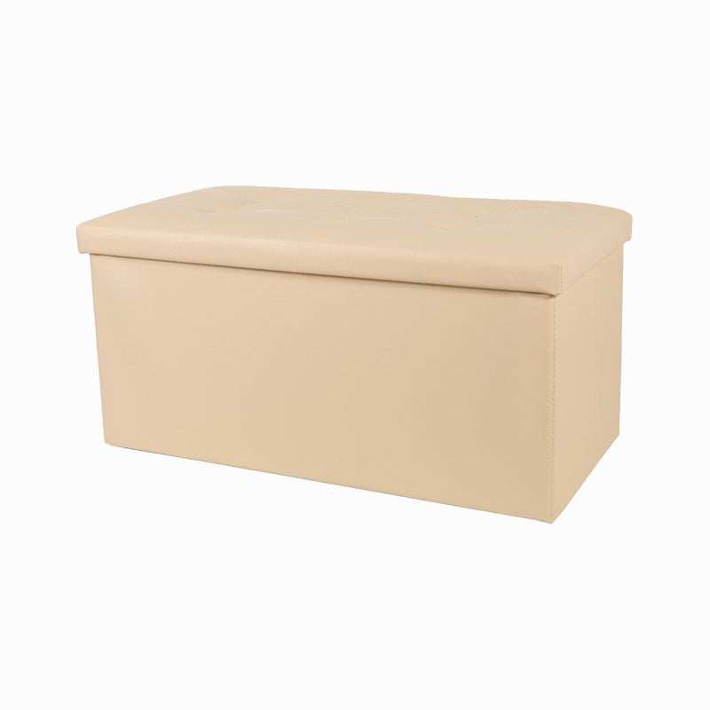 Trendy Faux Leather Ottoman Plain Tufted Rectangle Foot Stool Ottoman with Storage
