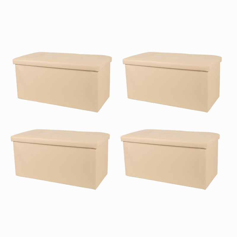 Trendy Faux Leather Ottoman Plain Tufted Rectangle Foot Stool Ottoman with Storage