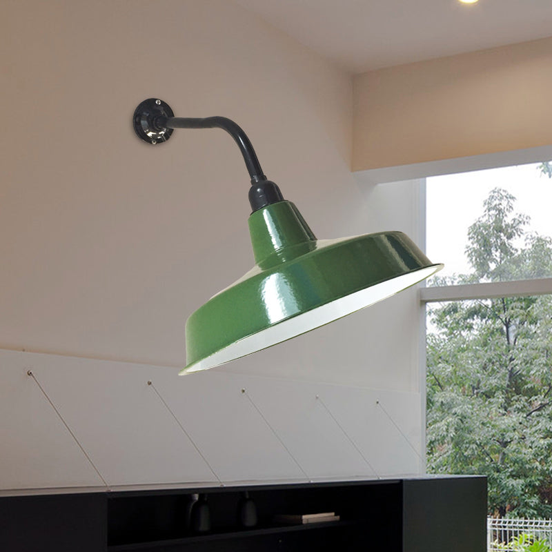 Grüne Finish 1-Licht Wandleuchter Vintage Metall Schatten Schatten Wandmontage Lampe, 14 "/16" breit