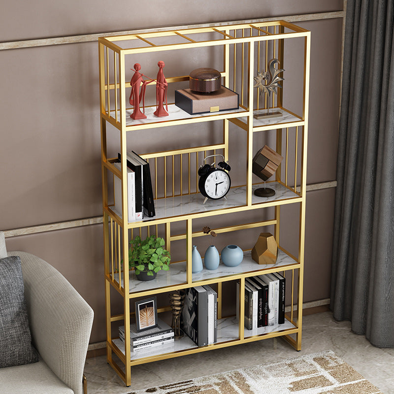 Standard Metal Shelf Bookcase Glam Open Book Shelf with Shelves
