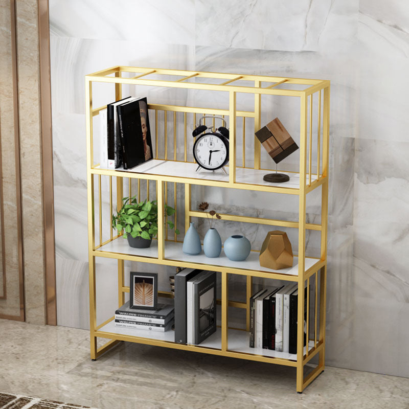 Standard Metal Shelf Bookcase Glam Open Book Shelf with Shelves