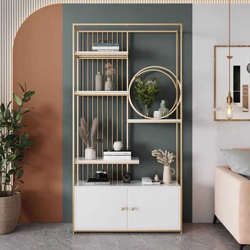 11.8" W Modern Metal Bookcase with Rectangular Shelves Etagere Bookshelf