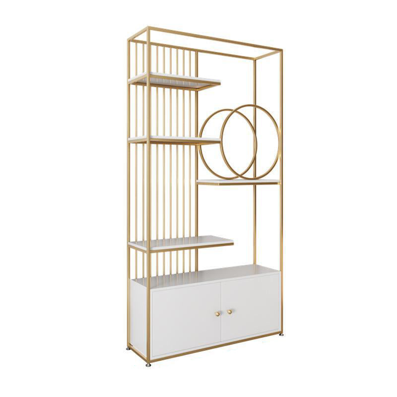 11.8" W Modern Metal Bookcase with Rectangular Shelves Etagere Bookshelf