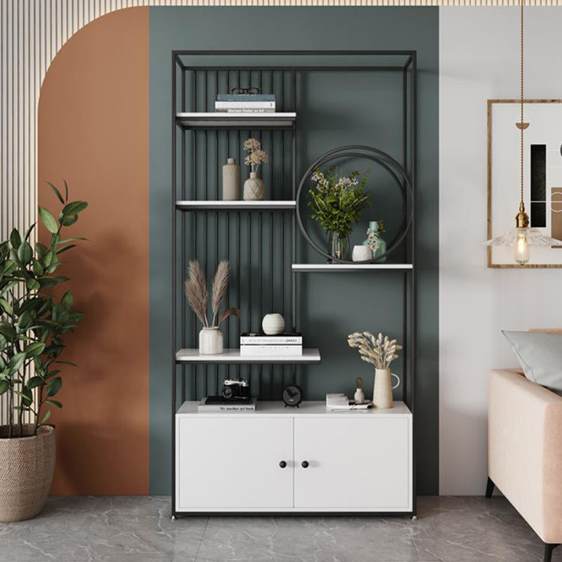 11.8" W Modern Metal Bookcase with Rectangular Shelves Etagere Bookshelf