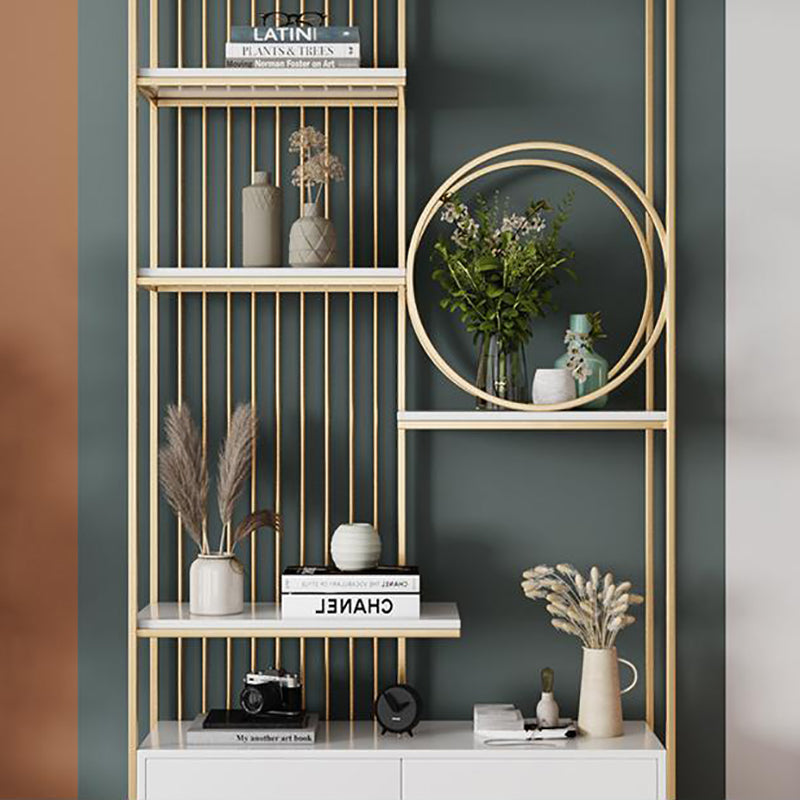 11.8" W Modern Metal Bookcase with Rectangular Shelves Etagere Bookshelf