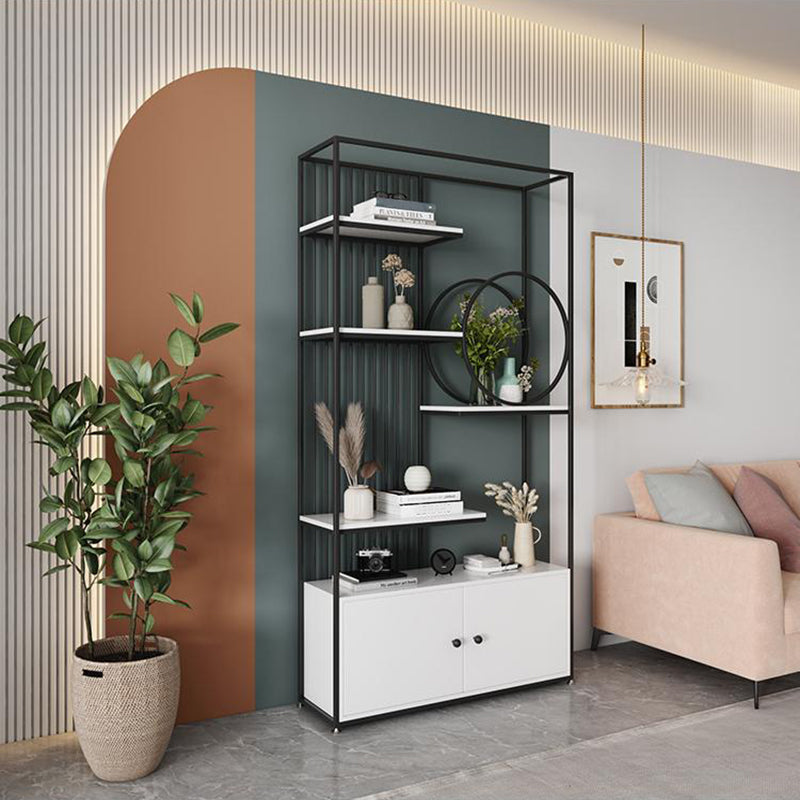 11.8" W Modern Metal Bookcase with Rectangular Shelves Etagere Bookshelf