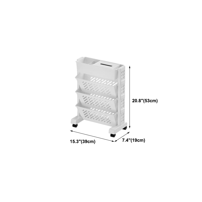 White Contemporary Standard Home Plastic Bookshelf with Wheels