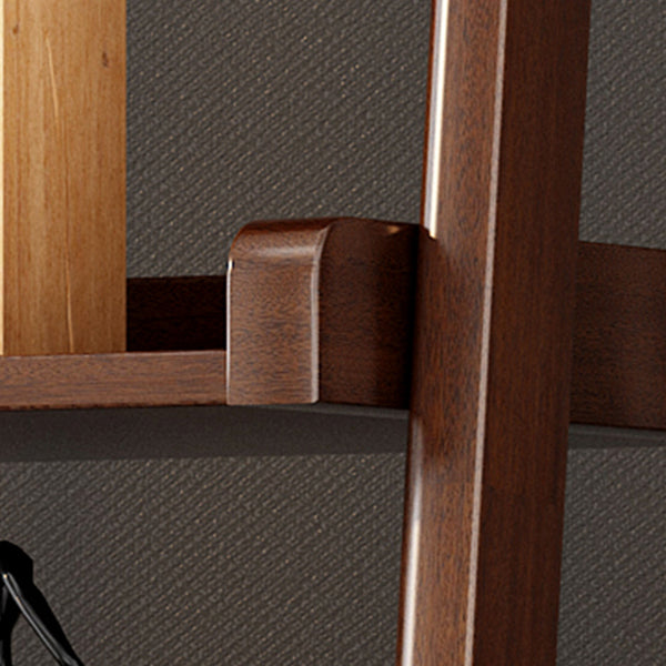 Modern Walnut Open Book Shelf Ladder Shelf Bookcase for Study Room