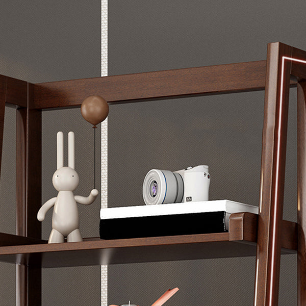 Modern Walnut Open Book Shelf Ladder Shelf Bookcase for Study Room