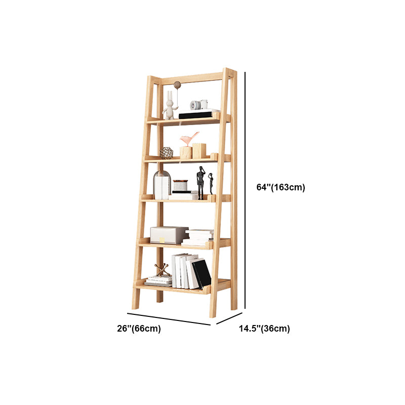 Modern Walnut Open Book Shelf Ladder Shelf Bookcase for Study Room