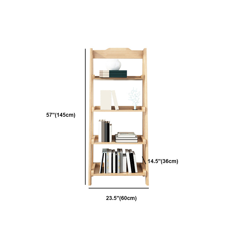 Modern Walnut Open Book Shelf Ladder Shelf Bookcase for Study Room