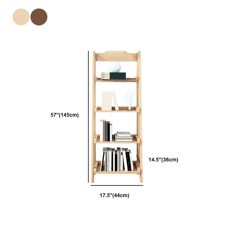 Modern Walnut Open Book Shelf Ladder Shelf Bookcase for Study Room