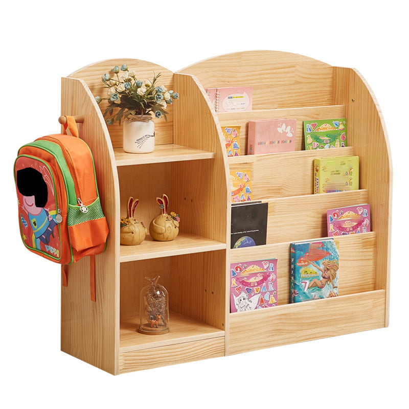 Natural Wooden Shelf Bookcase Pine Closed Back Book Shelf Modern