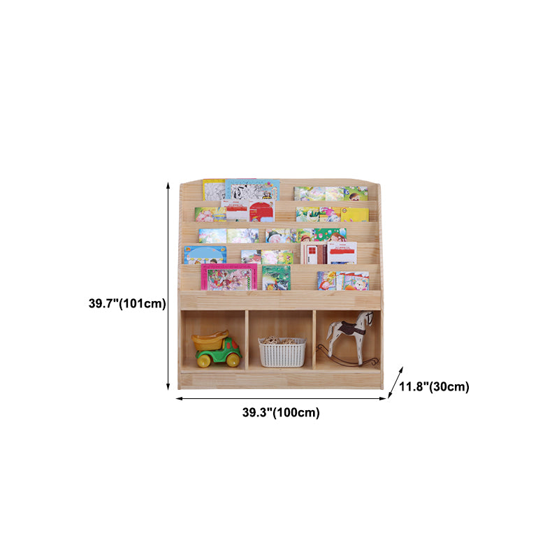 Natural Wooden Shelf Bookcase Pine Closed Back Book Shelf Modern