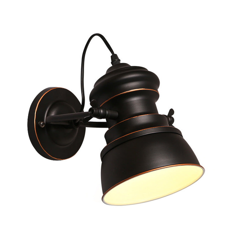 Luz de la pared de la esquina de Bell Camino de luz vintage Metálico de 1 cabeza de acabado negro Splock con nodo rotativo