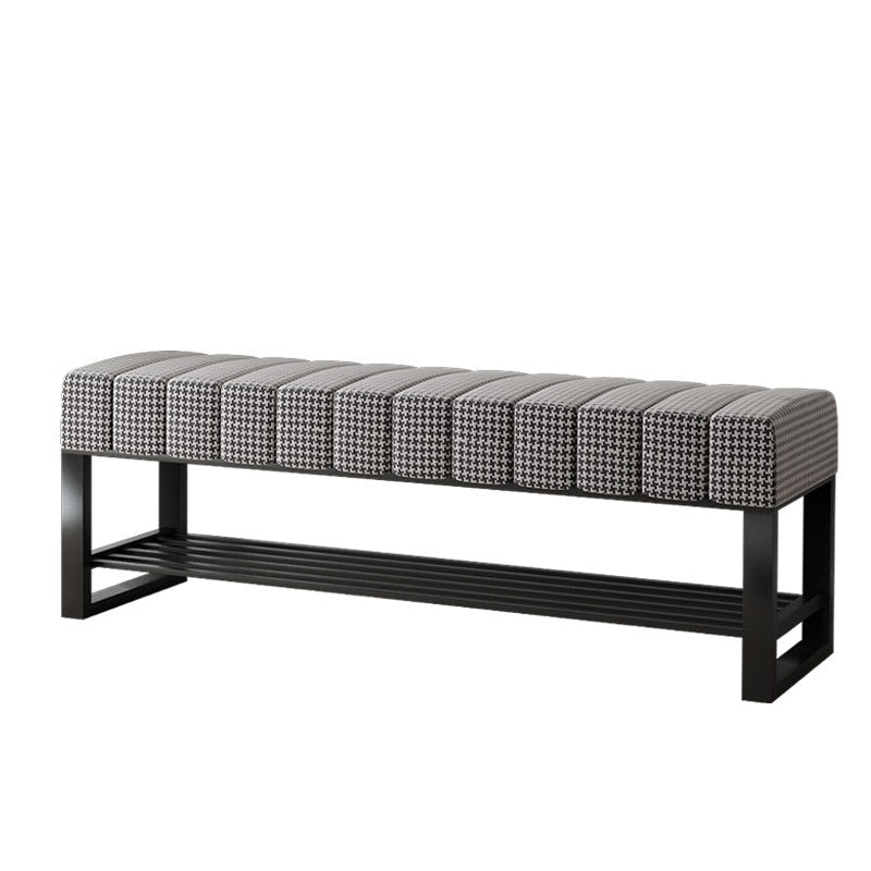 Velvet Seating Bench Modern Rectangle Tufted Bench with Shoes Storage