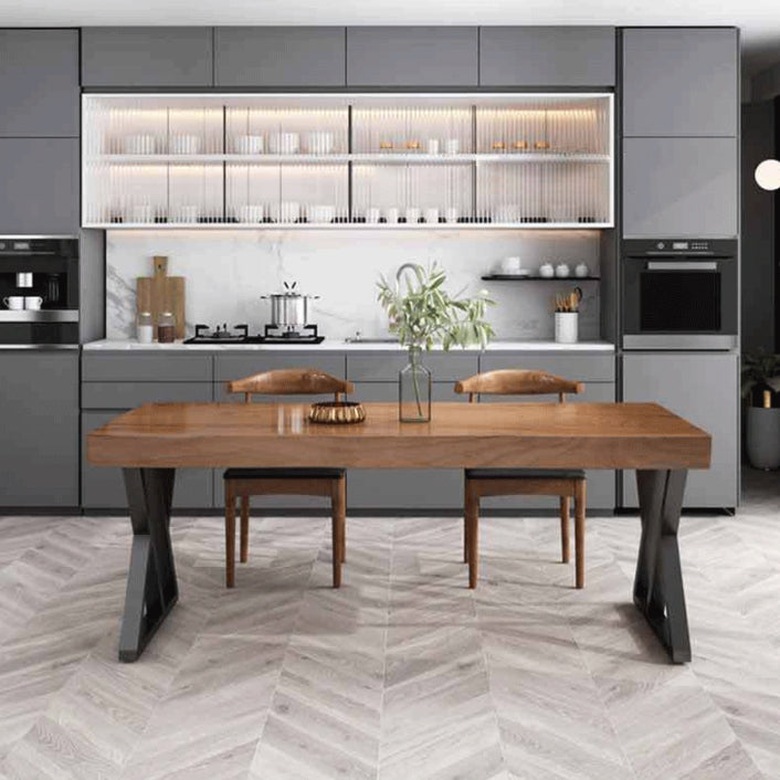 Industrial Solid Wood Dining Table Set 1/3/5 Pieces Dining Set for Home Use