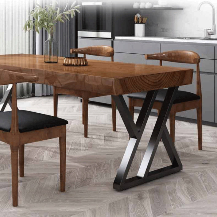 Industrial Solid Wood Dining Table Set 1/3/5 Pieces Dining Set for Home Use