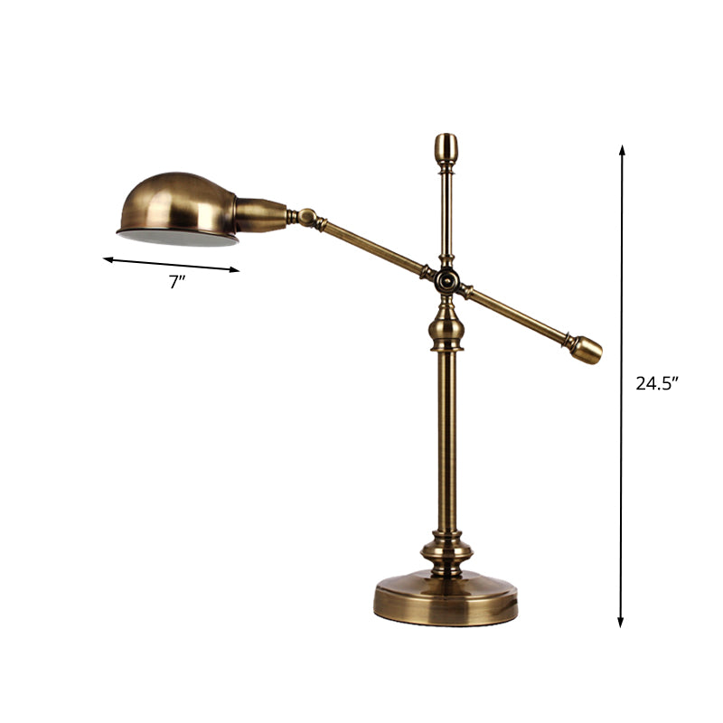 LED DESCH DESCH DESCH DIE LANDLICHE DOME DOME Metalltischlampe in Gold mit rotbarem Kreuzarm