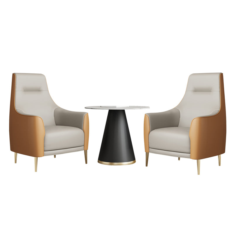 Glam Style Sintered Stone Dining Set Round 1/3/5 Pieces Dining Table Set for Home Use