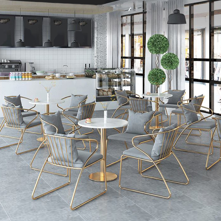 White 1/5 Pieces Dining Set Modern Style Faux Marble Dining Table Set for Home Use