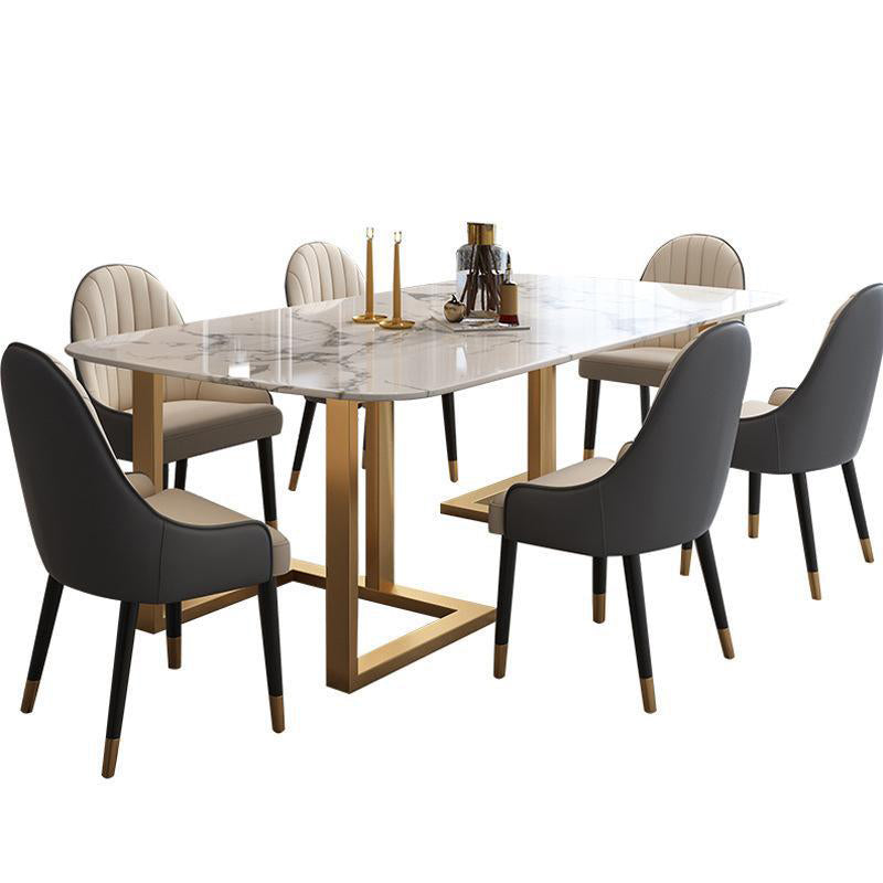 Modern 1/7 Pieces Dining Set Rectangle Stone Dining Table for Dining Room Kitchen