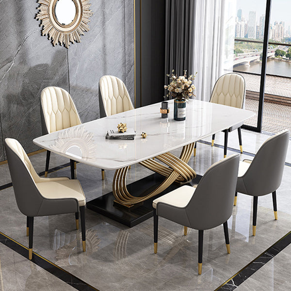 1/4/5/7 Pieces Rectangular Dining Set Luxurious Sintered Stone Top Dinette Table Set
