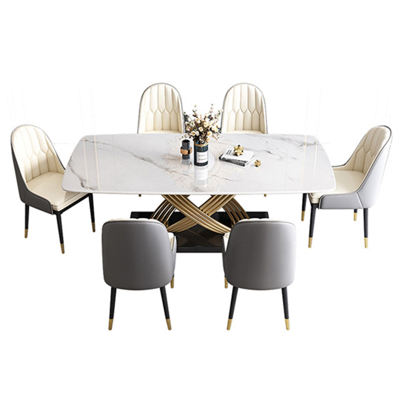1/4/5/7 Pieces Rectangular Dining Set Luxurious Sintered Stone Top Dinette Table Set
