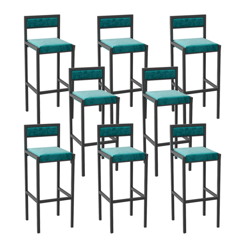 Indoor Glam Counter Stool Footrest Low Back Rectangle Upholstered Dining Stool