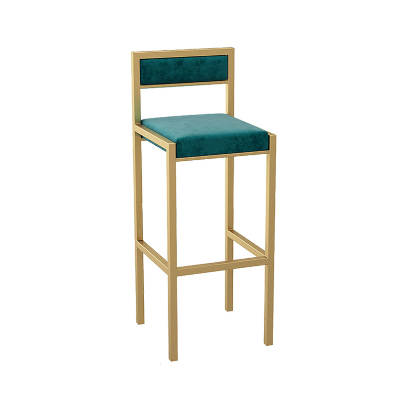 Indoor Glam Counter Stool Footrest Low Back Rectangle Upholstered Dining Stool
